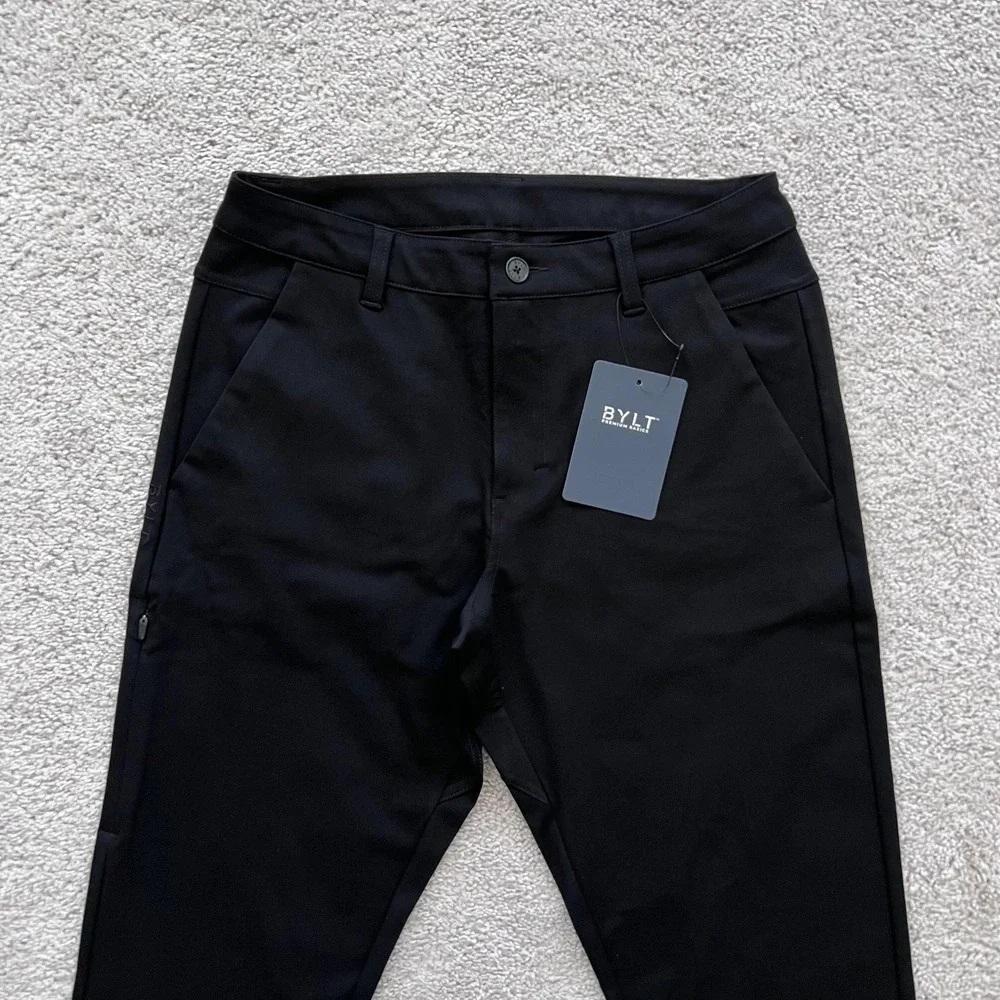 BYLT Premium Basics Everyday Pant 2.0 Pants Mens 33 Black Slim Fit Stretch Chino